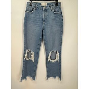 We The Free Women's Size 26 Distressed Ripped‎ Raw Hem Jeans Button Fly Denim
